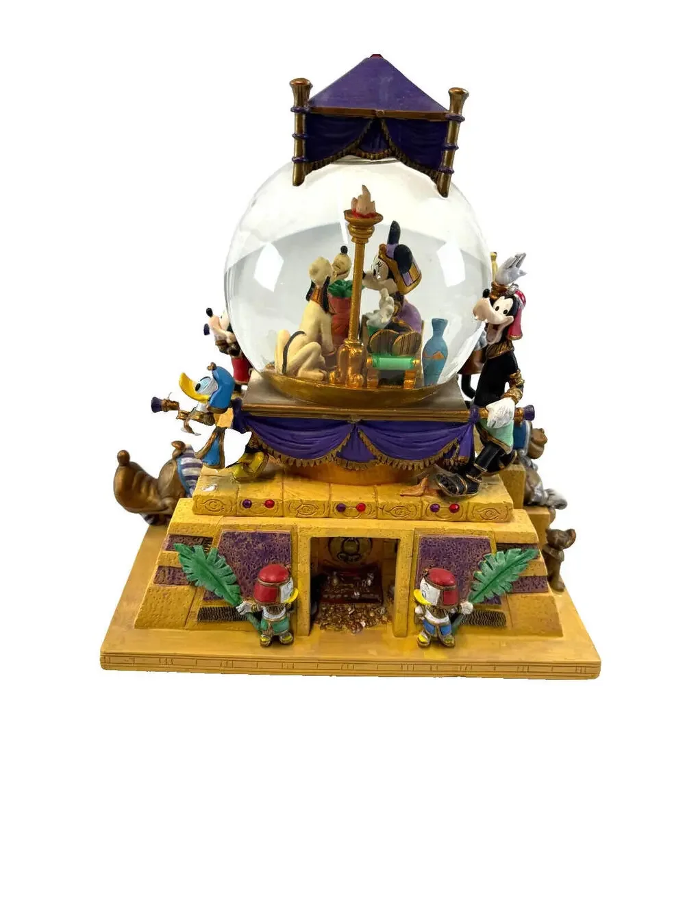 Vintage Disney Cleopatra Egyptian Minnie Mouse, Donald Duck Goofy Snow Globe